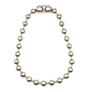 Silver Tone 10mm‎ Oversized Ball Chain Necklace Metallic Bead Choker
